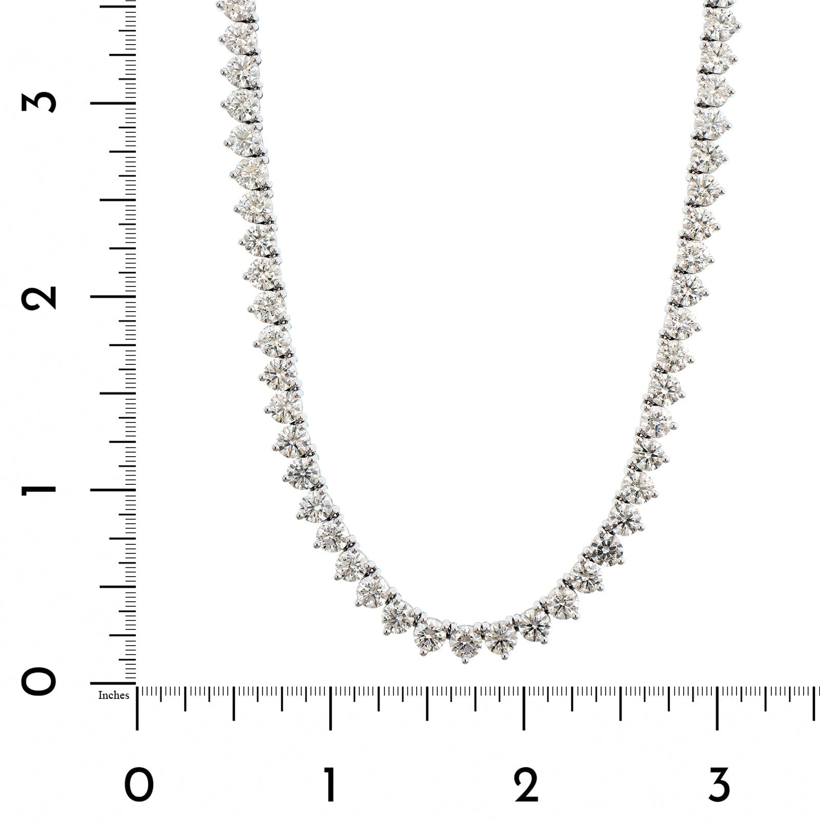 18K White Gold 3 Prong Diamond Line Necklace