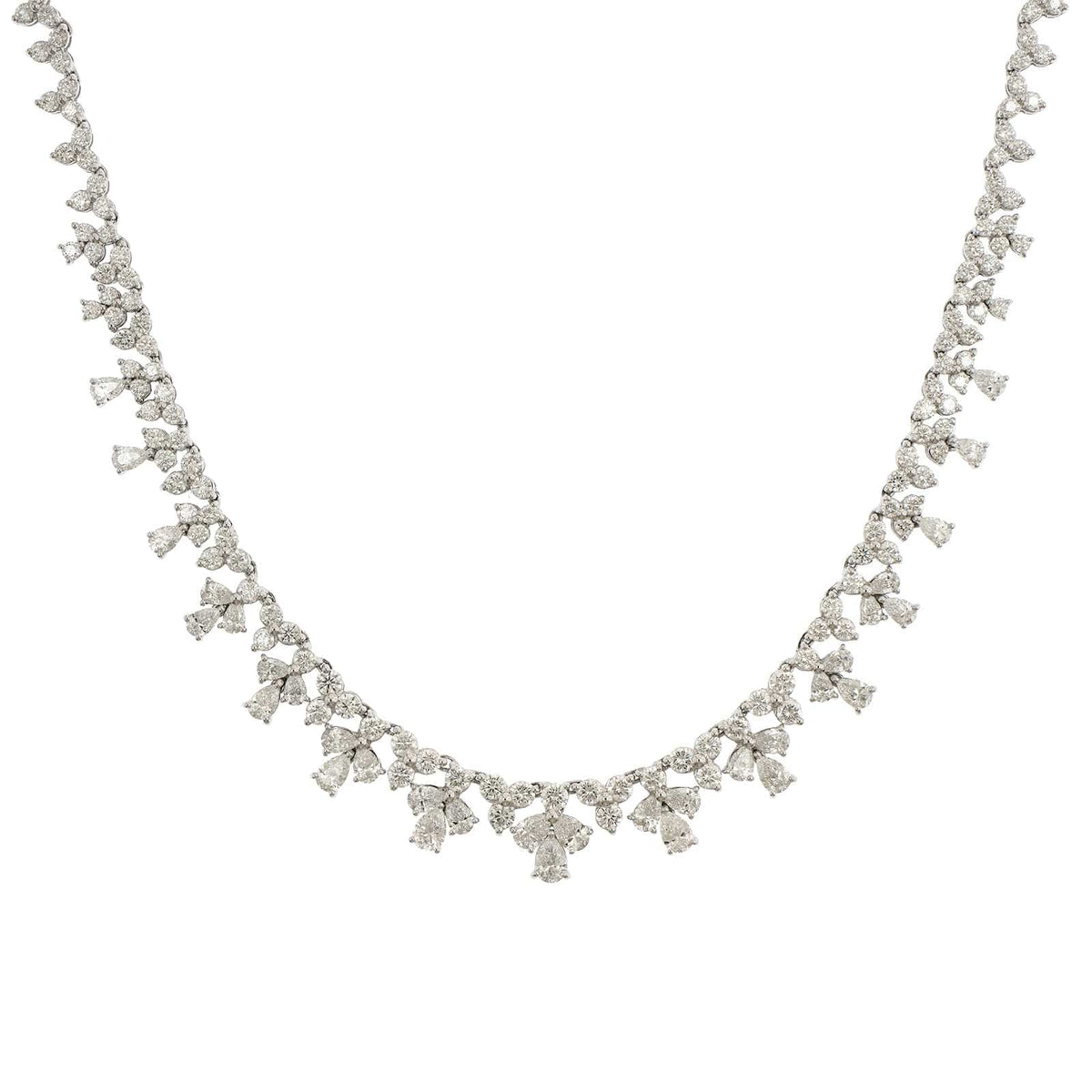 18K White Gold Multi Shaped Diamond Necklace