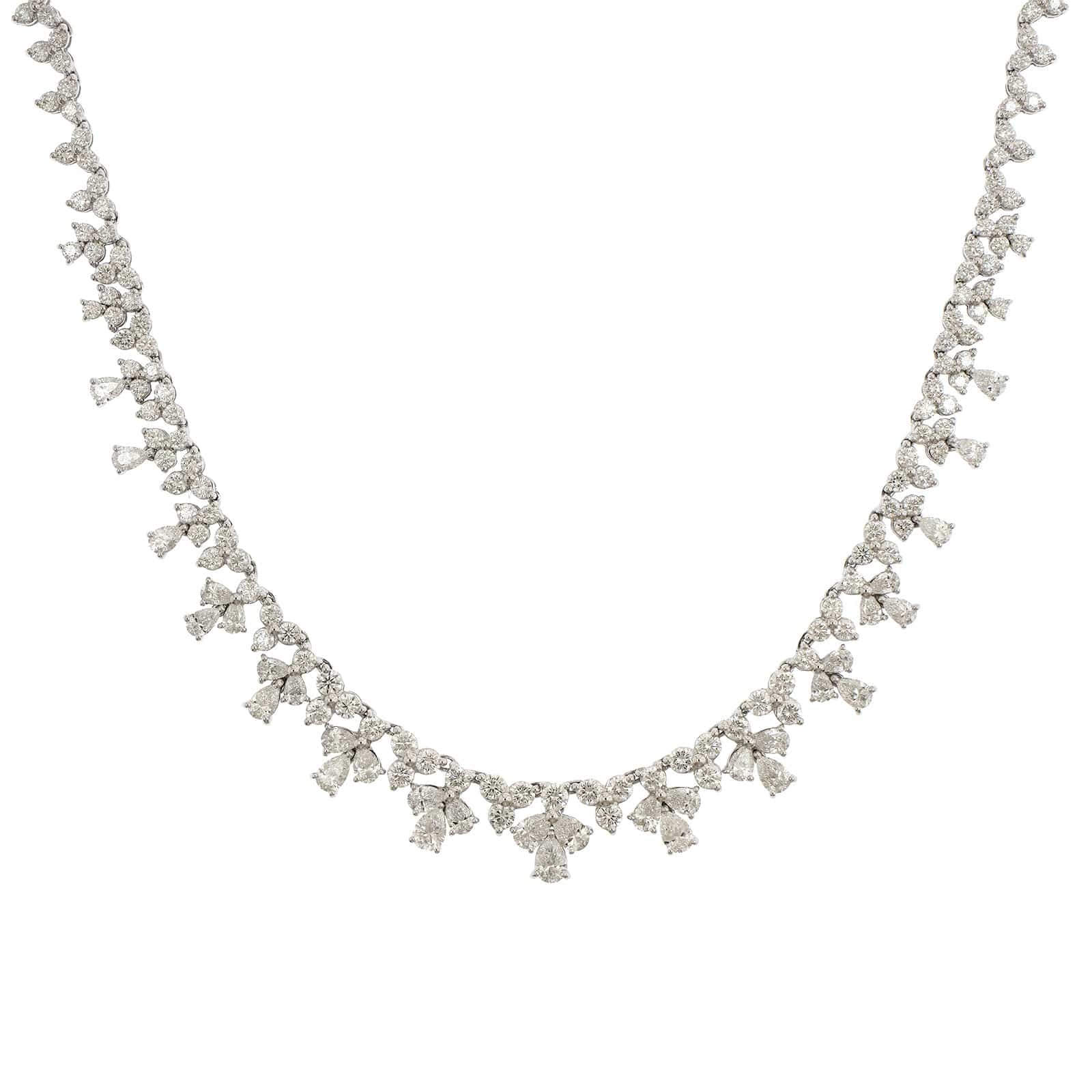 18K White Gold Multi Shaped Diamond Necklace