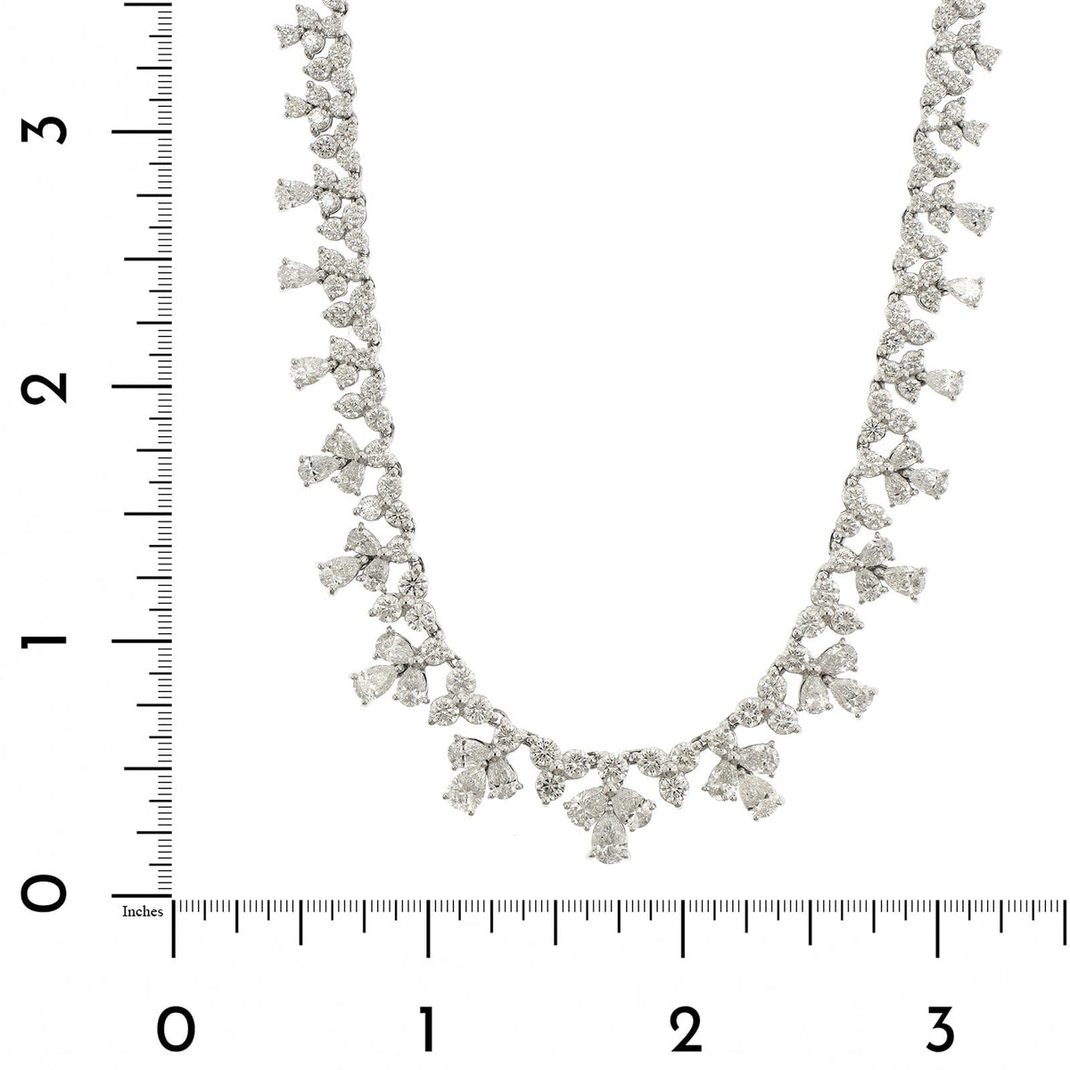 18K White Gold Multi Shaped Diamond Necklace