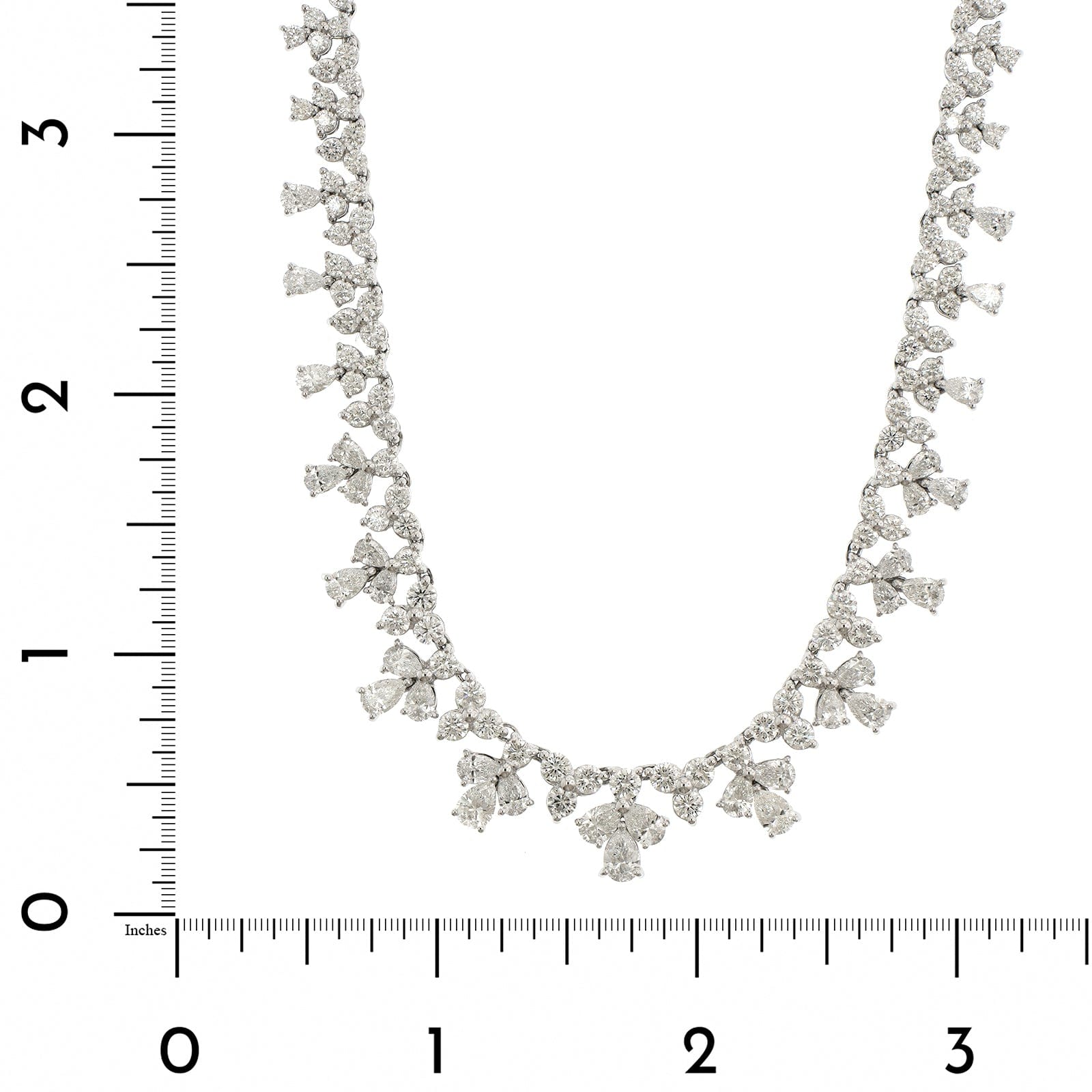 18K White Gold Multi Shaped Diamond Necklace