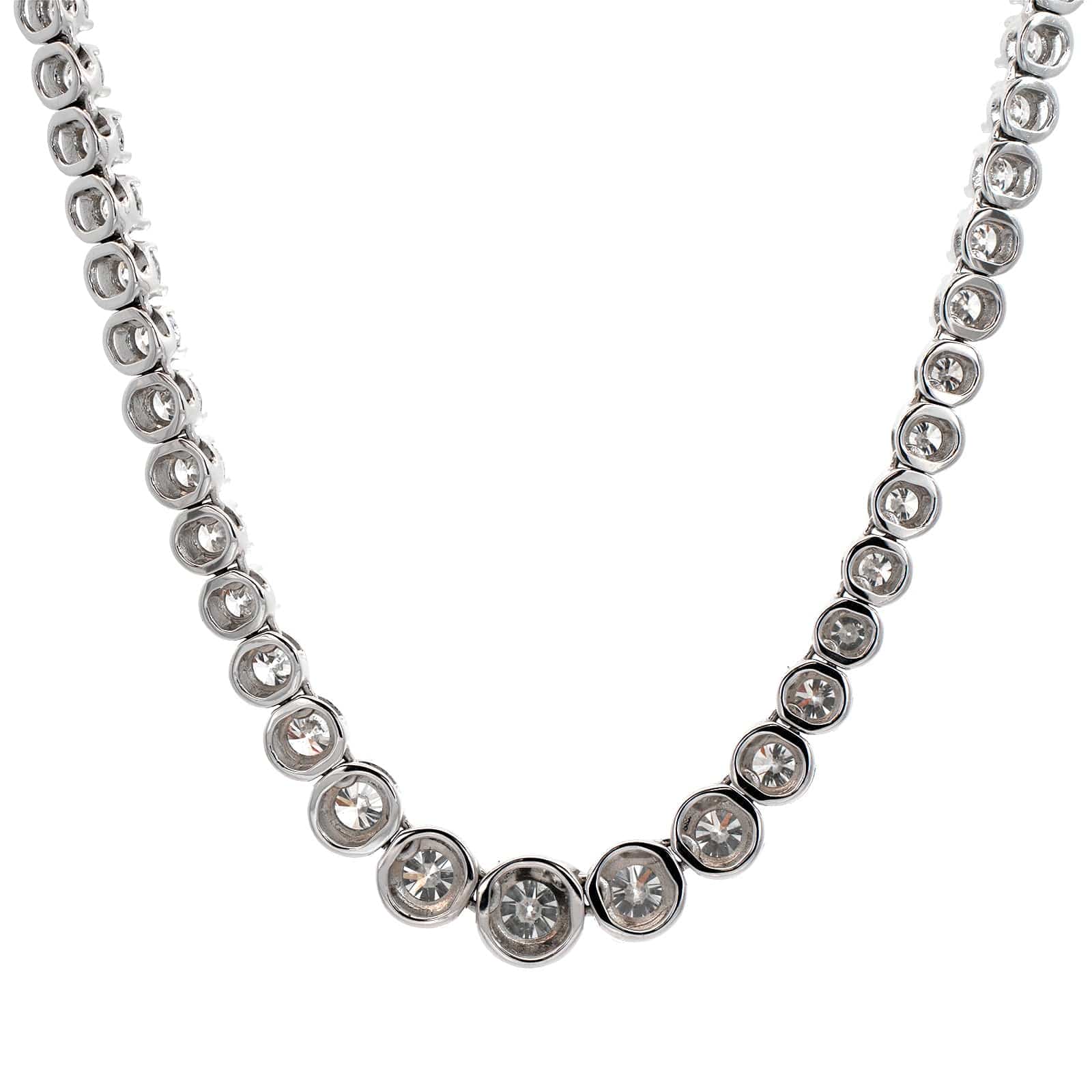 18K White Gold Graduated Diamond Tennis Necklace