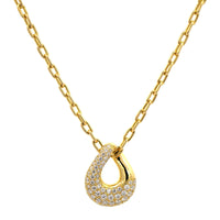 18K Yellow Gold Pave Diamond Pendant Necklace