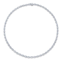 18K White Gold Oval Diamond Line Necklace
