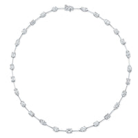 18K White Gold Multi Shape Diamond Bar Necklace