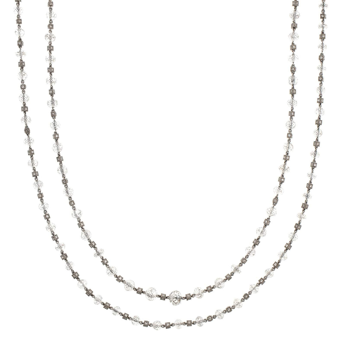 Eclat Jewels Platinum Diamond Briolette Bead Chain Necklace