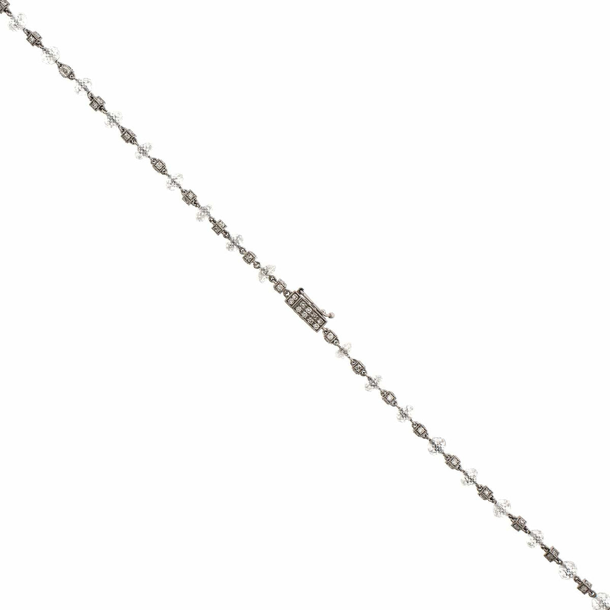 Eclat Jewels Platinum Diamond Briolette Bead Chain Necklace
