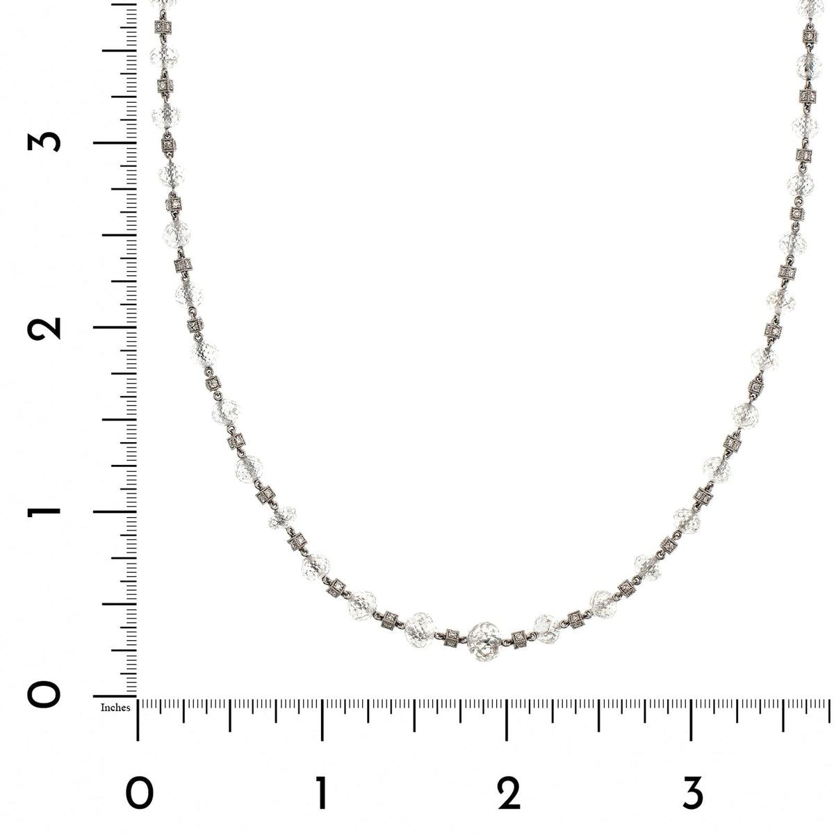 Eclat Jewels Platinum Diamond Briolette Bead Chain Necklace