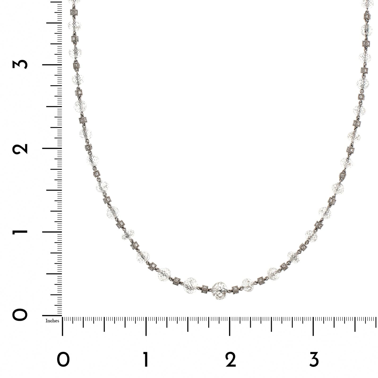 Eclat Jewels Platinum Diamond Briolette Bead Chain Necklace