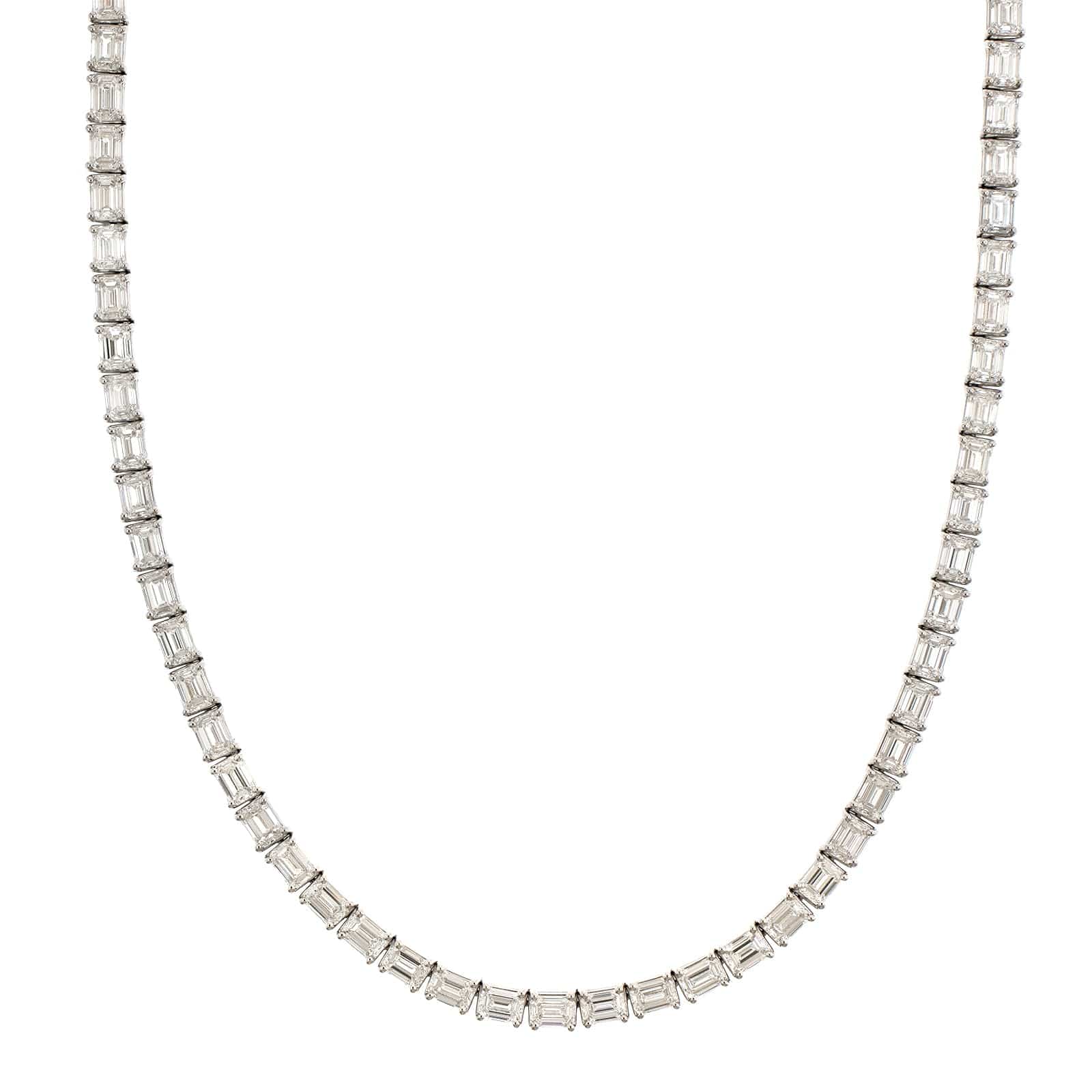 18K White Gold Diamond Line Necklace