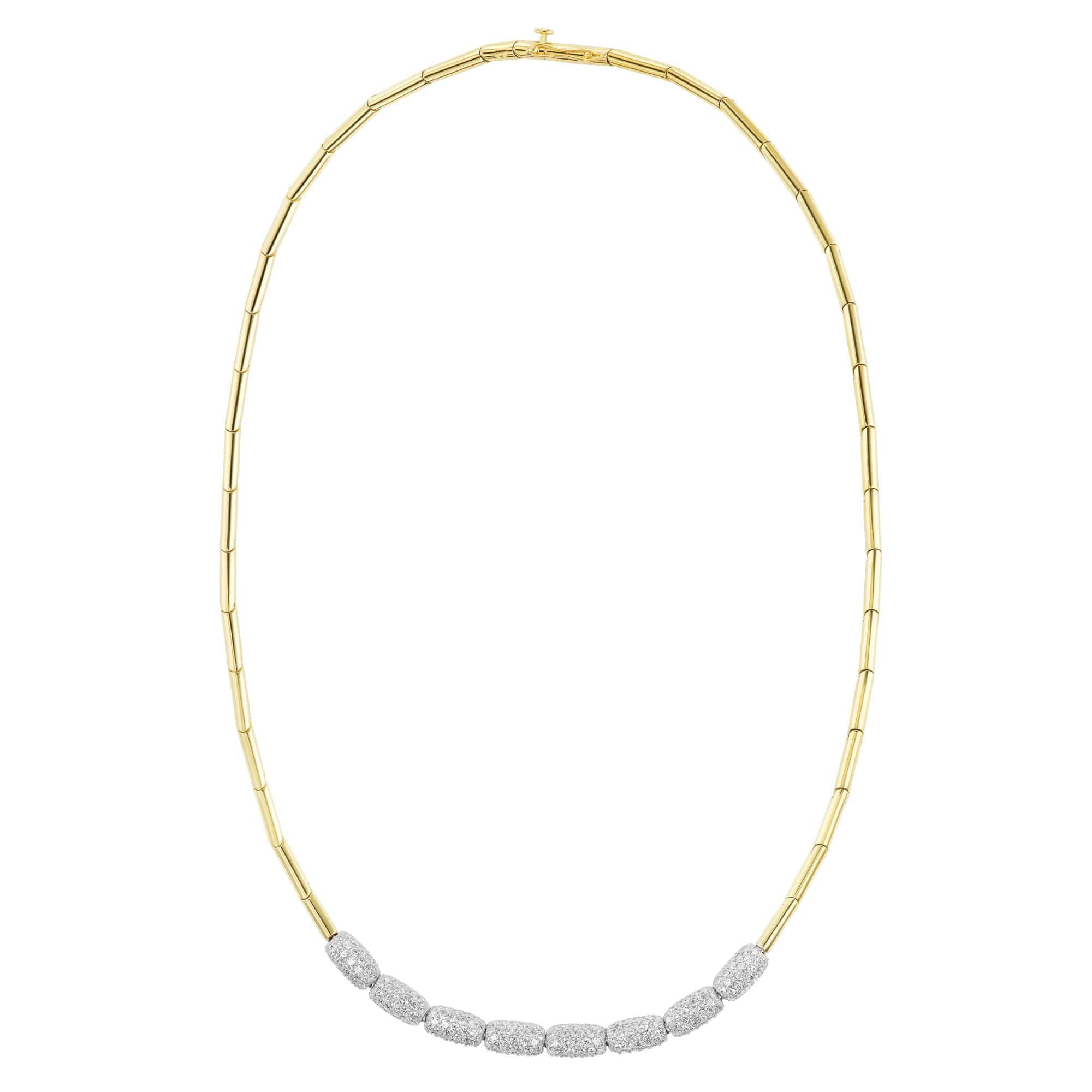 Emily P. Wheeler 18K Yellow Gold Diamond Barrel Necklace