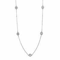 14K White Gold 5 Stone Diamond By The Yard Necklace