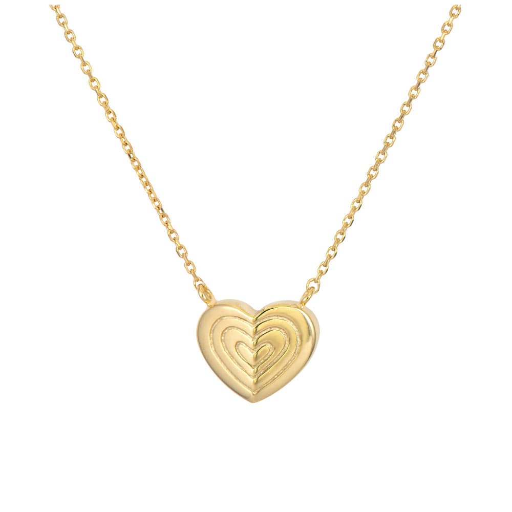Three Stories 14K Yellow Gold Small Love Explosion Diamond Heart Necklace