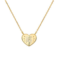 Three Stories 14K Yellow Gold Small Love Explosion Diamond Heart Necklace