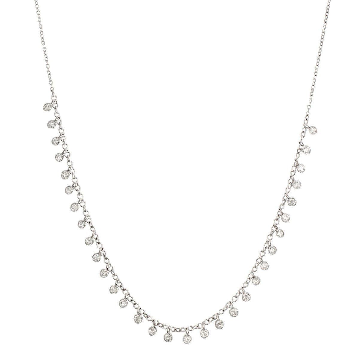 18K White Gold Bezel Set Diamond Necklace
