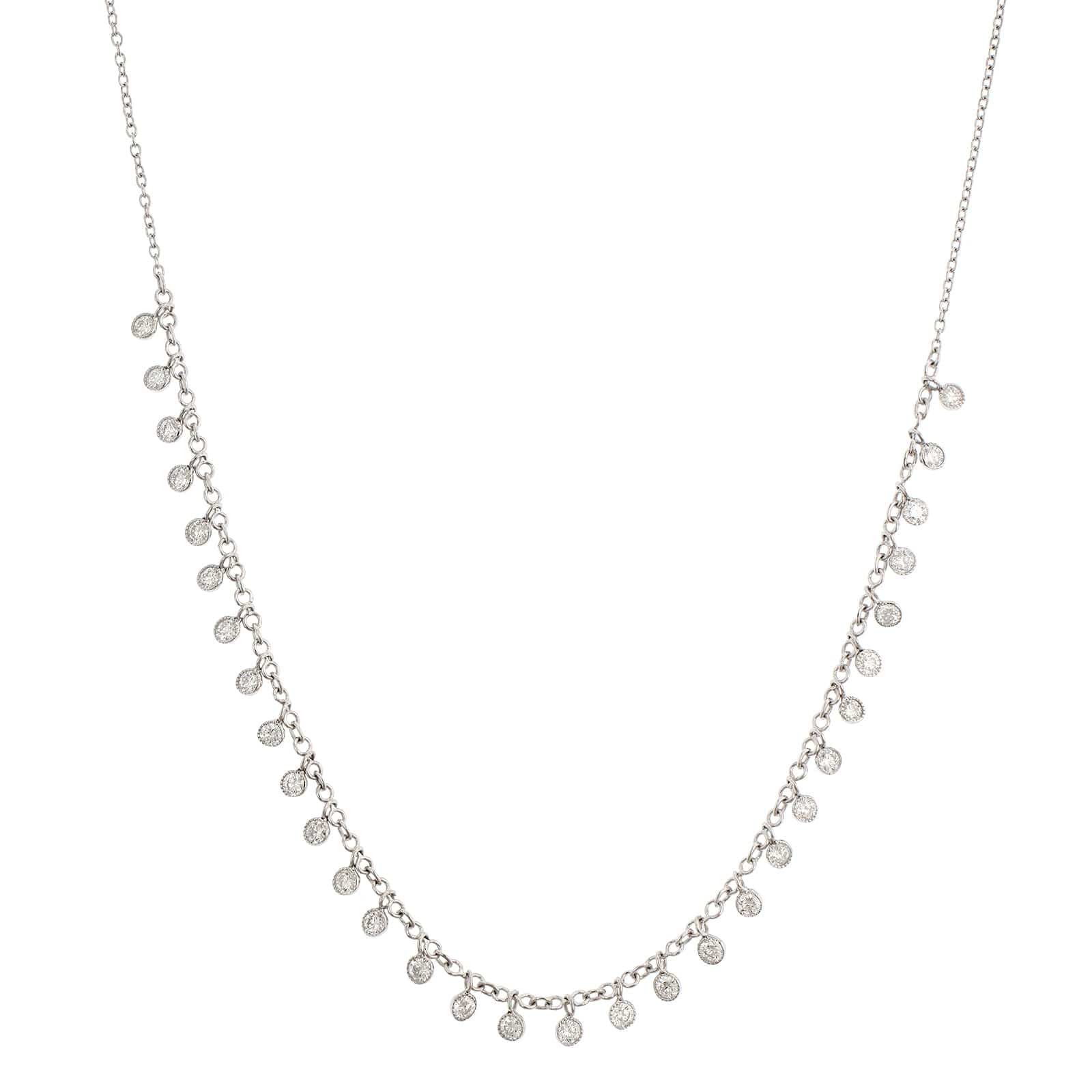 18K White Gold Bezel Set Diamond Necklace