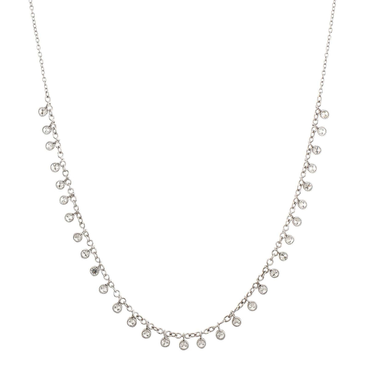 18K White Gold Bezel Set Diamond Necklace