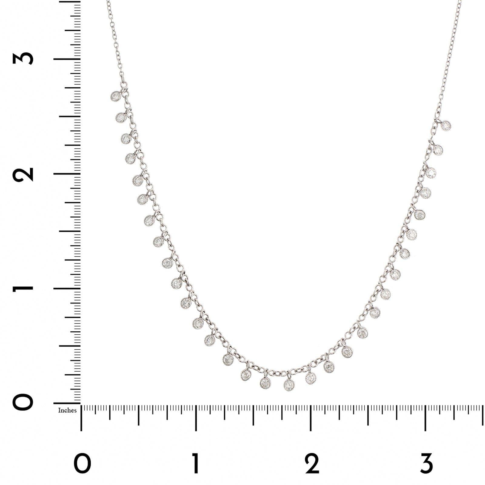 18K White Gold Bezel Set Diamond Necklace