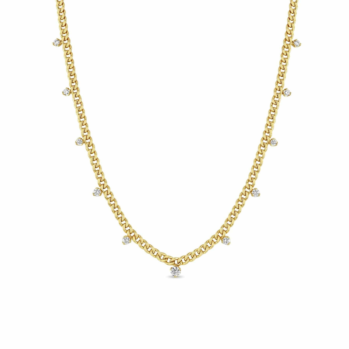Zoe Chicco 14K Yellow Gold Small Curb Chain Diamond Necklace