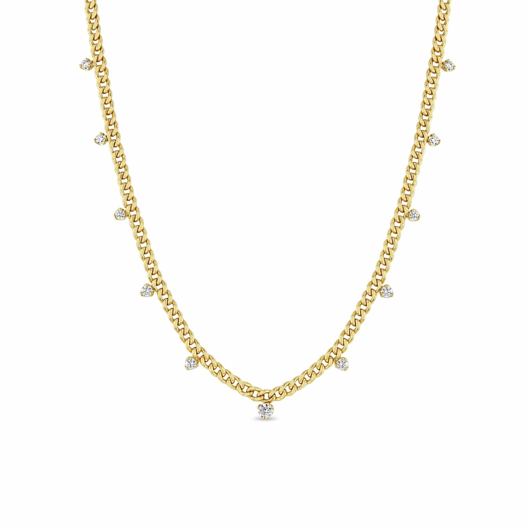 Zoe Chicco 14K Yellow Gold Small Curb Chain Diamond Necklace
