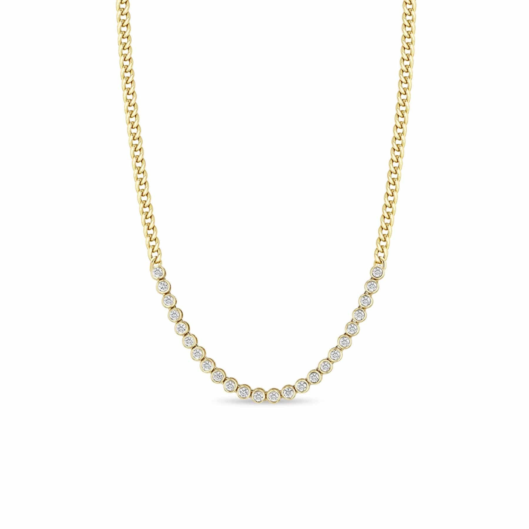 Zoe Chicco 14K Yellow Gold Diamond Tennis Station Necklace