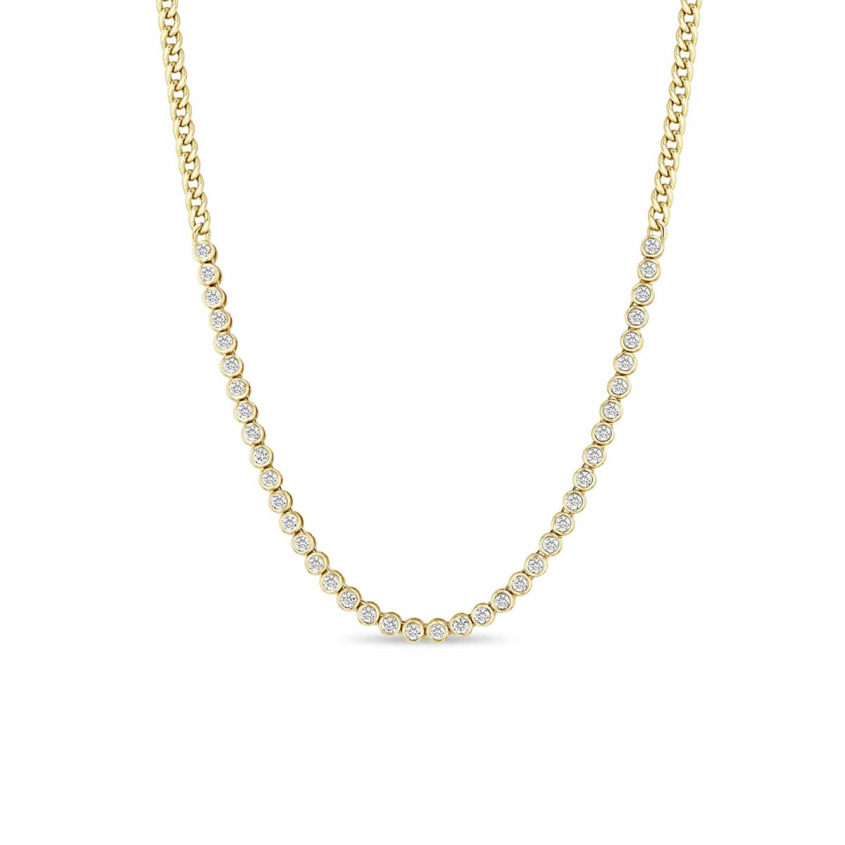 Zoe Chicco 14K Yellow Gold Diamond Tennis Station Necklace
