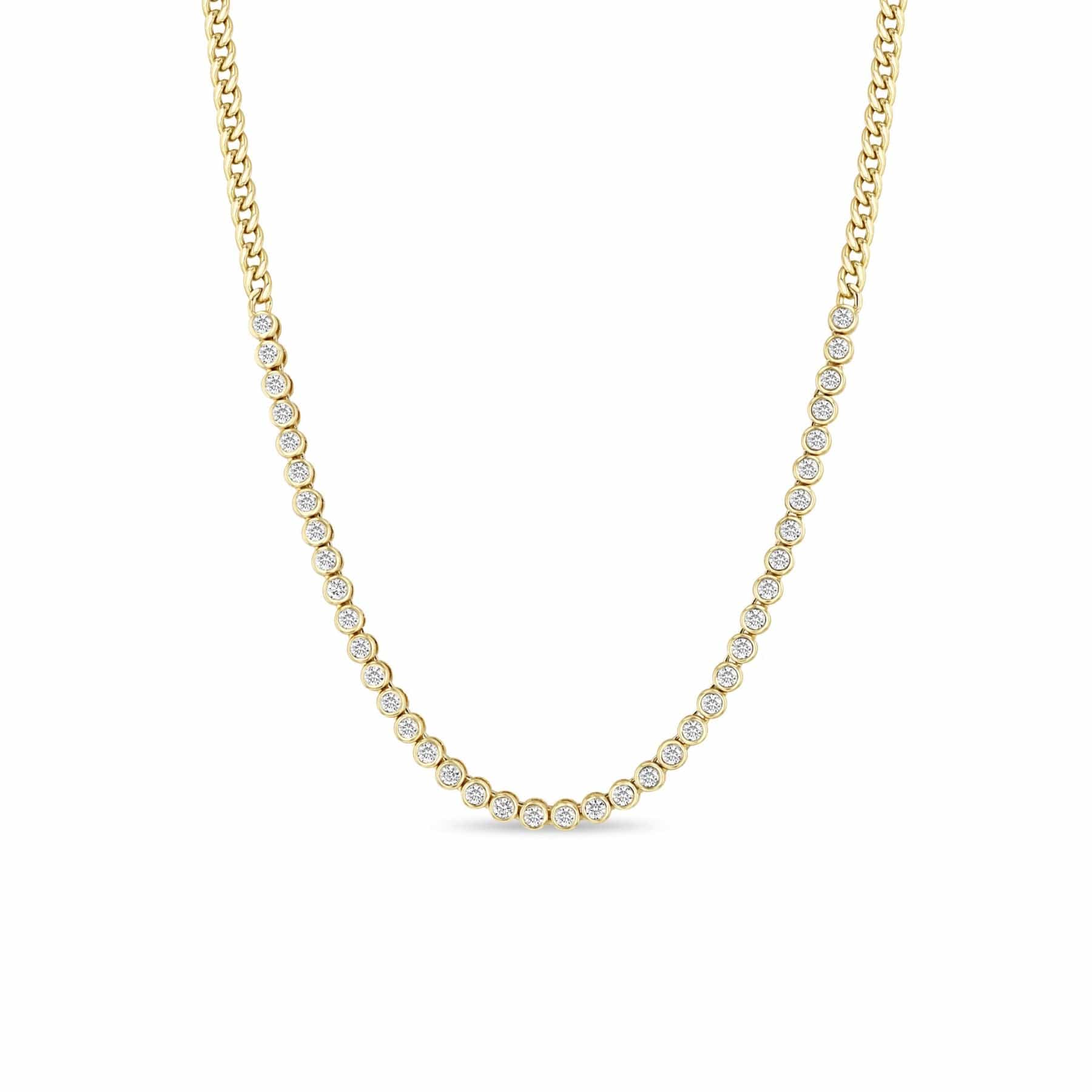 Zoe Chicco 14K Yellow Gold Diamond Tennis Station Necklace