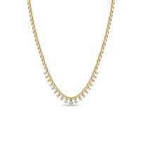 Zoe Chicco 14K Yellow Gold Graduated Diamond Large Box Chain Necklace
