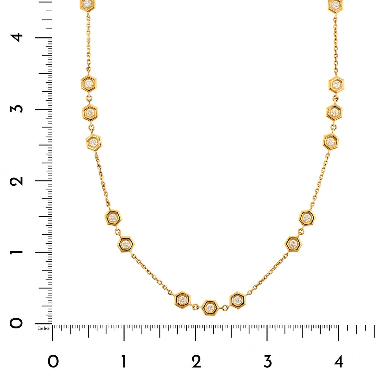 18K Yellow Gold Multi Hexagon Diamond Necklace