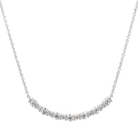 18K White Gold Curve Bar Diamond Necklace