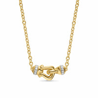 Petite Buckle Necklace 18K Yellow Gold with Diamonds, 16.3mm