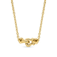 Petite Buckle Necklace 18K Yellow Gold with Diamonds, 16.3mm