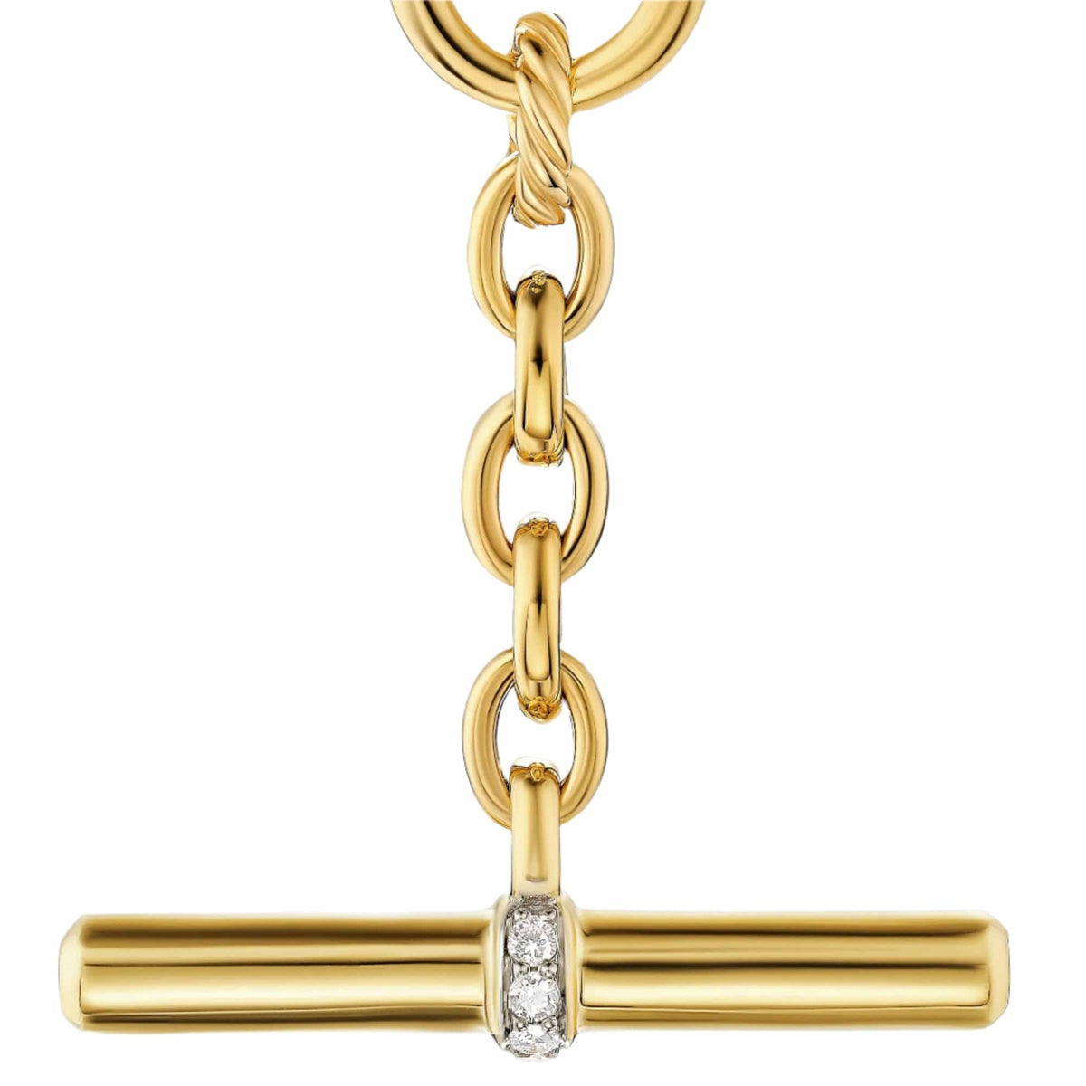 DY Mercer® Petite Toggle Chain Necklace 18K Yellow Gold with Diamonds, 4.5mm