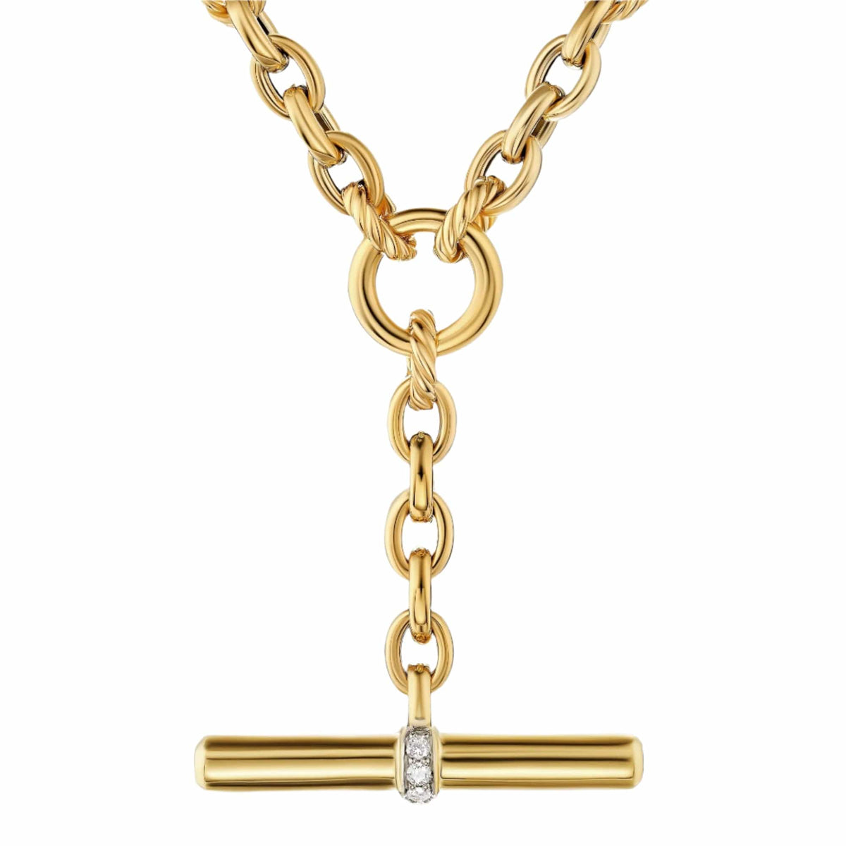 DY Mercer® Petite Toggle Chain Necklace 18K Yellow Gold with Diamonds, 4.5mm