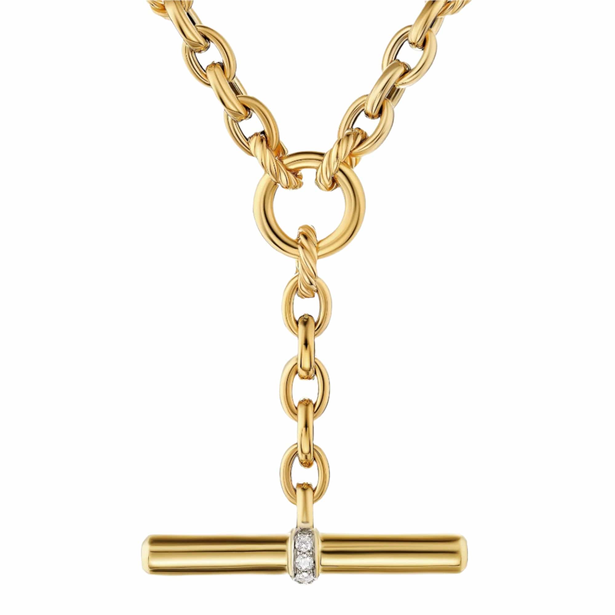 DY Mercer® Petite Toggle Chain Necklace 18K Yellow Gold with Diamonds, 4.5mm