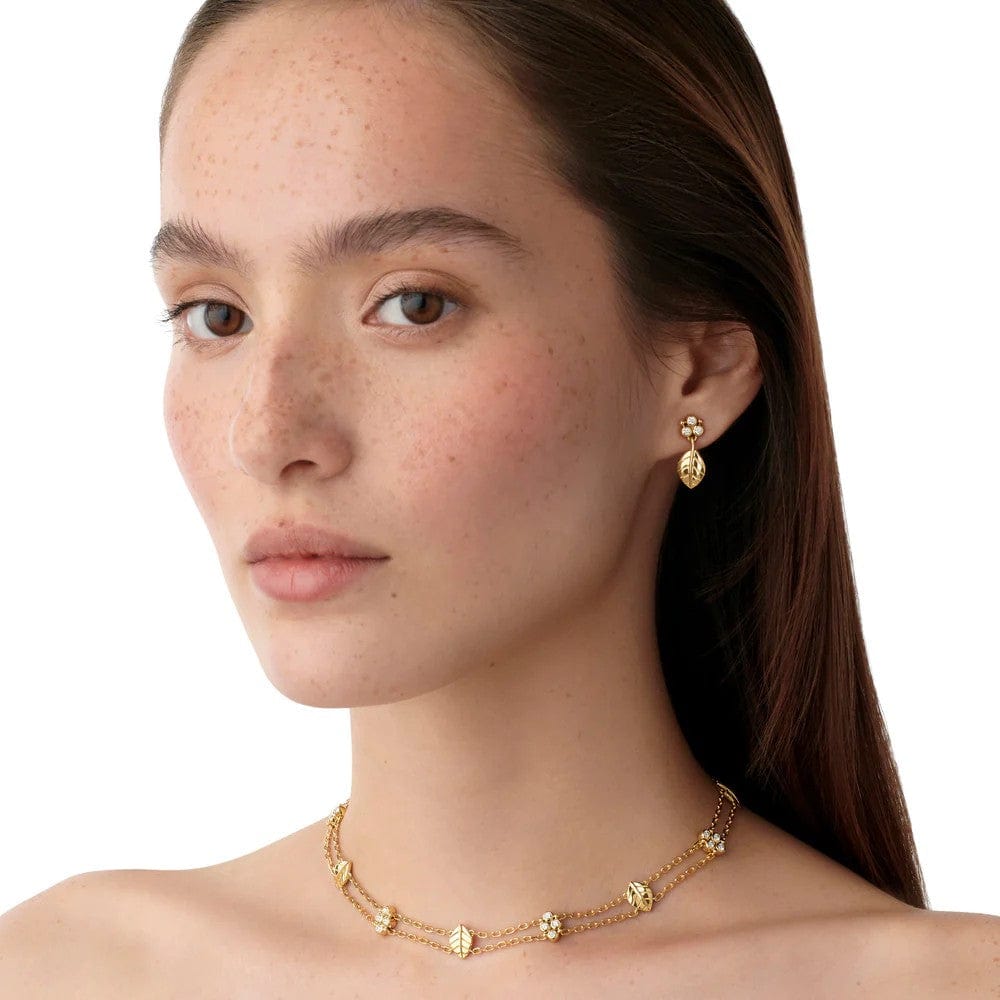 Temple St. Clair 18K Yellow Gold Arcadia Leaf and Diamond Station Necklace