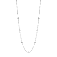Roberto Coin 18K White Gold Diamonds By The Inch 7 Station Dogbone Necklace