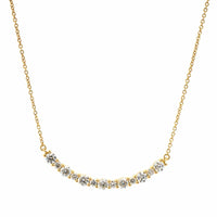 18K Yellow Gold Curve Bar Diamond Necklace