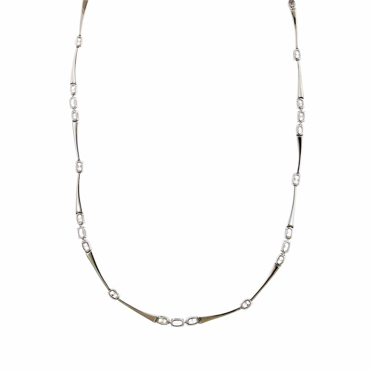 Etho Maria 18K White Gold Oval Diamond Bar Necklace