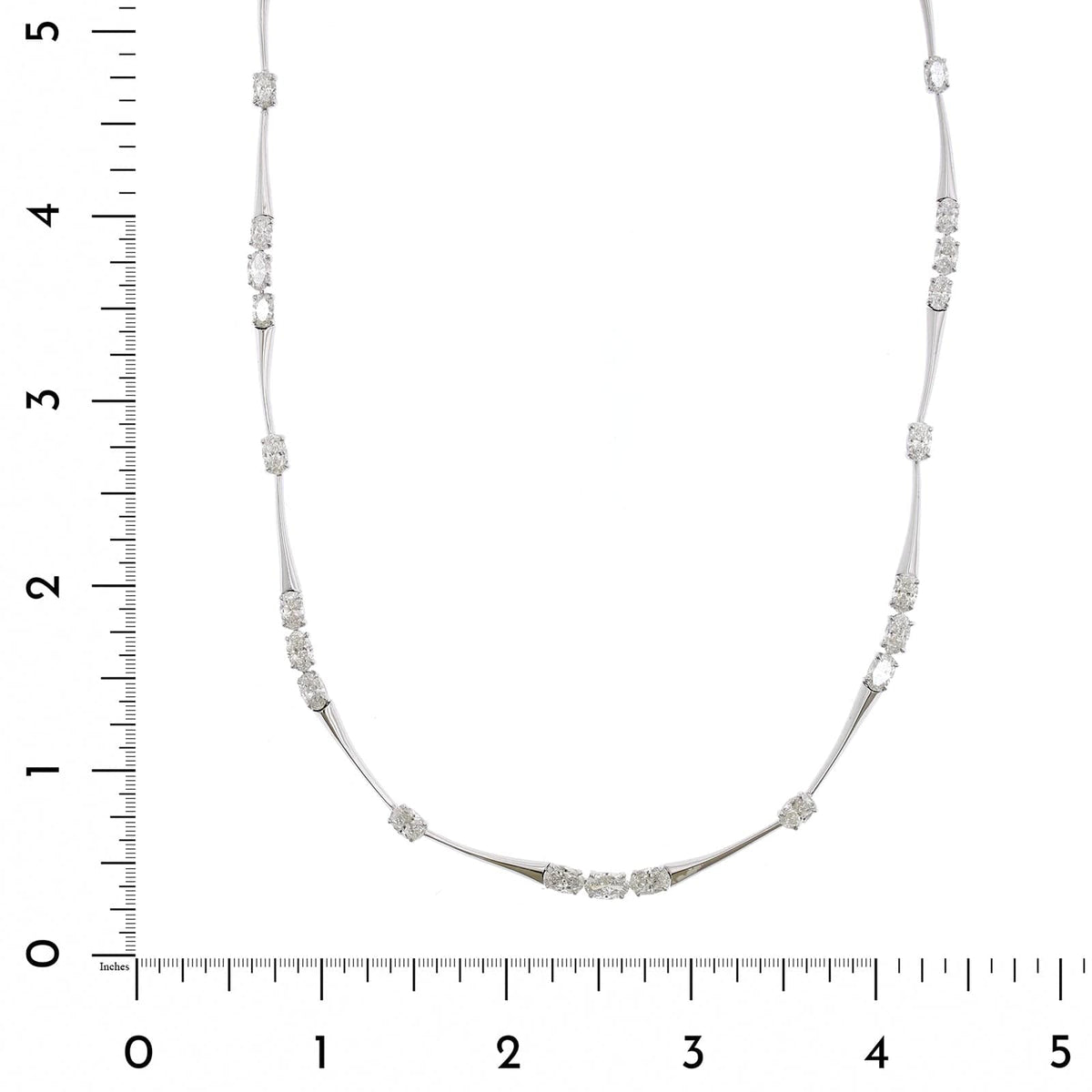 Etho Maria 18K White Gold Oval Diamond Bar Necklace