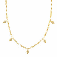 18K Yellow Gold Bezel Set Lozenge Diamond Necklace