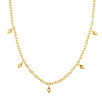 18K Yellow Gold Bezel Set Lozenge Diamond Necklace
