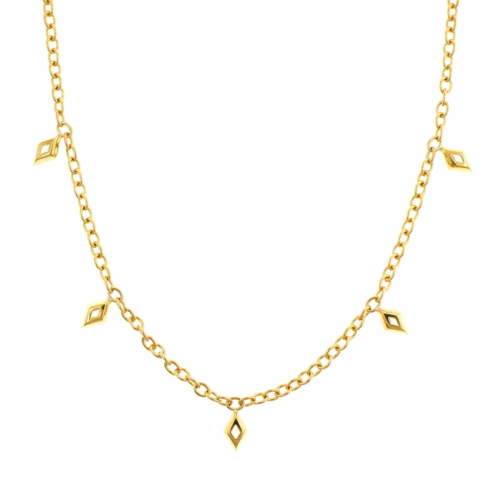 18K Yellow Gold Bezel Set Lozenge Diamond Necklace
