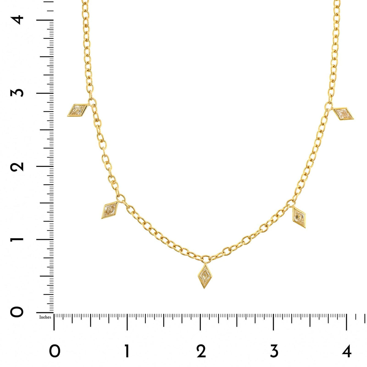 18K Yellow Gold Bezel Set Lozenge Diamond Necklace