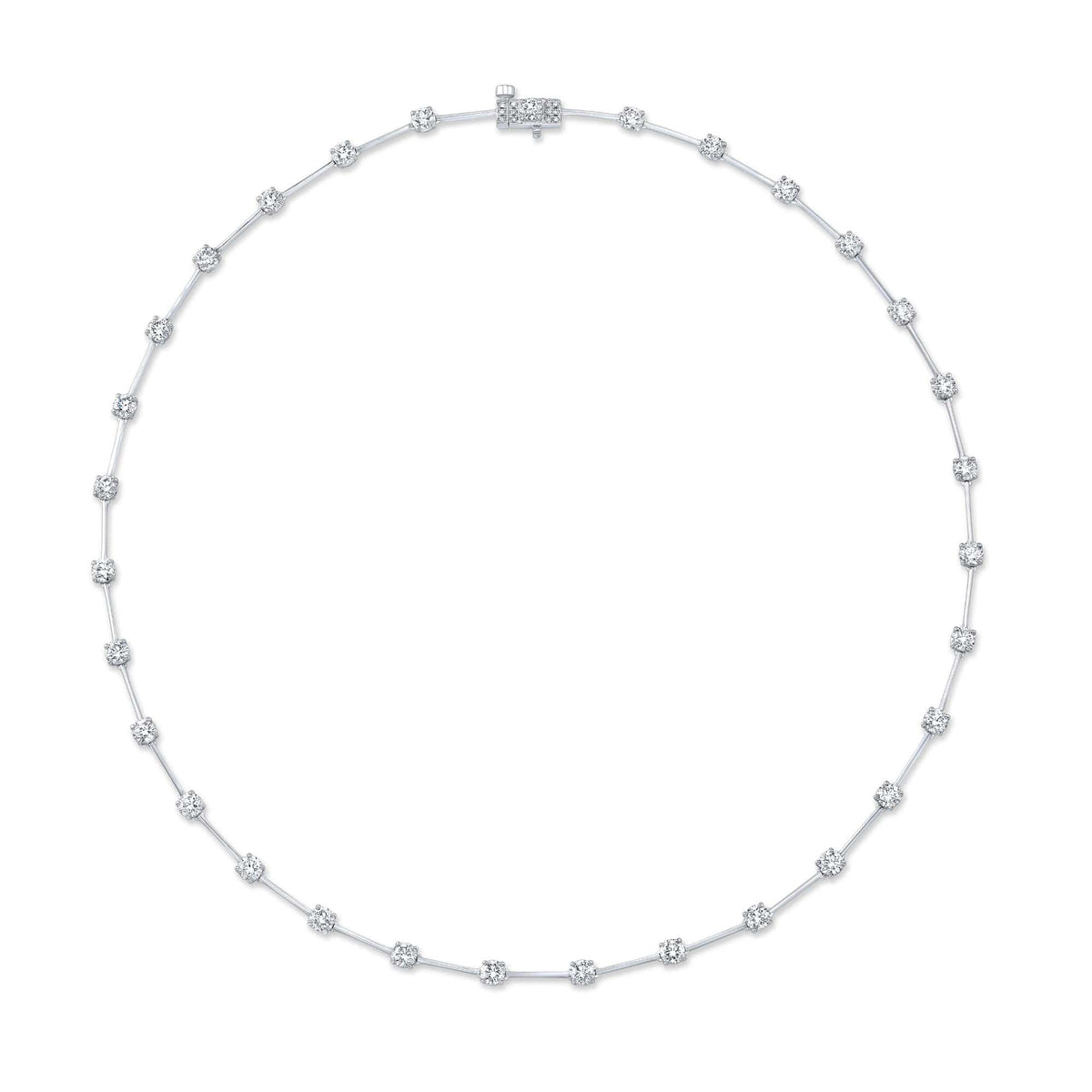 18K White Gold Diamond Bar Necklace