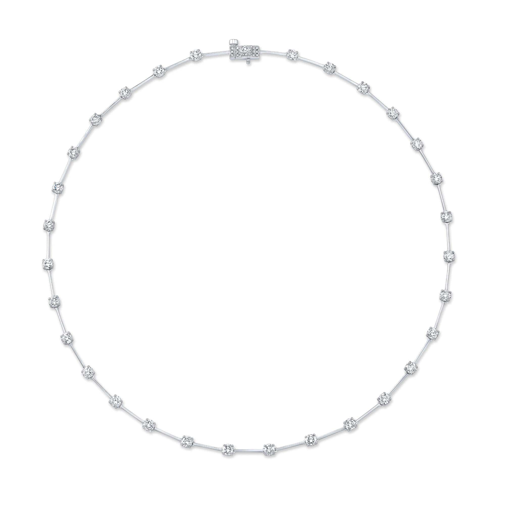 18K White Gold Diamond Bar Necklace