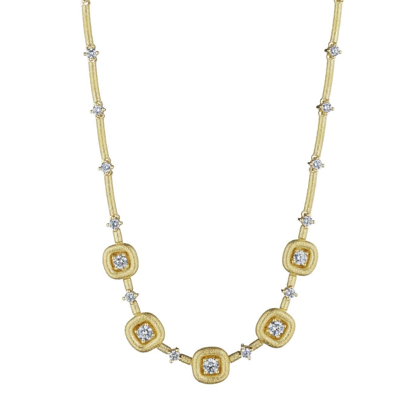 Penny Preville 18K Yellow Gold Textured Diamond Station Necklace