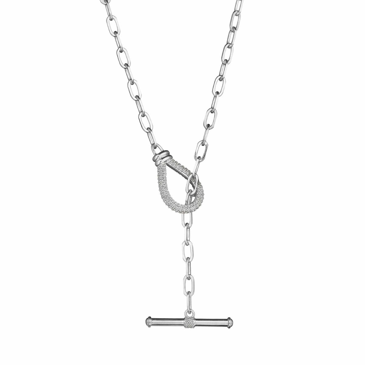 Penny Preville 18K White Gold Diamond Toggle Chain Necklace