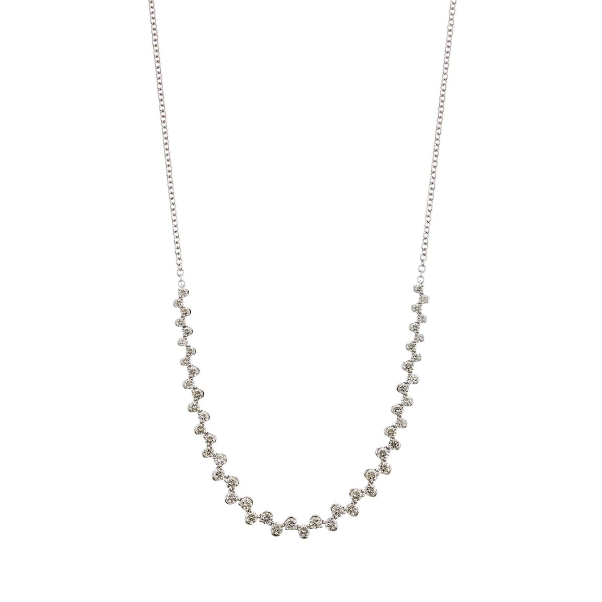 14K White Gold Bezel Set Diamond Necklace