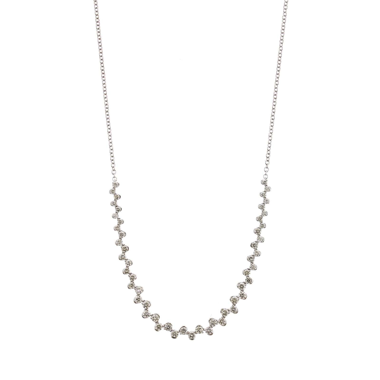 14K White Gold Bezel Set Diamond Necklace